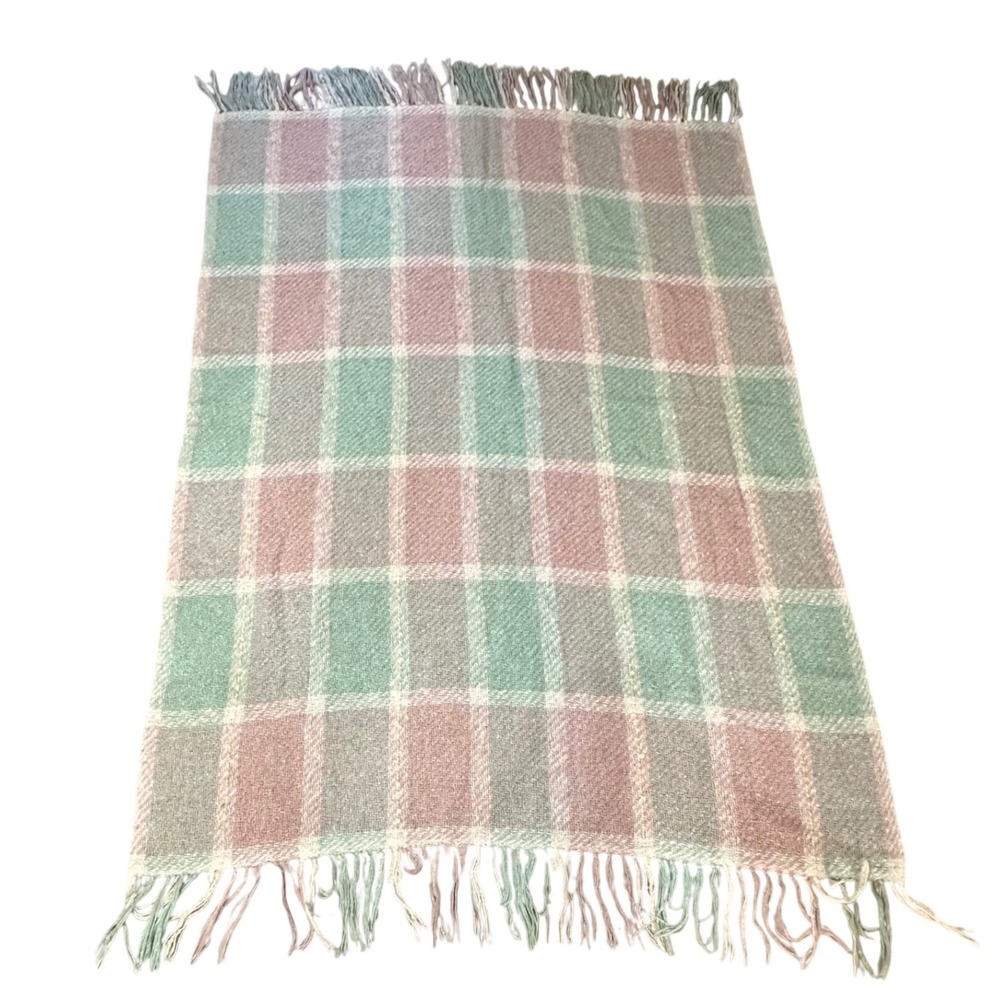 Vintage Churchill Weavers Hand Woven Throw Blanket Plaid Fringed‎ 50"x70"